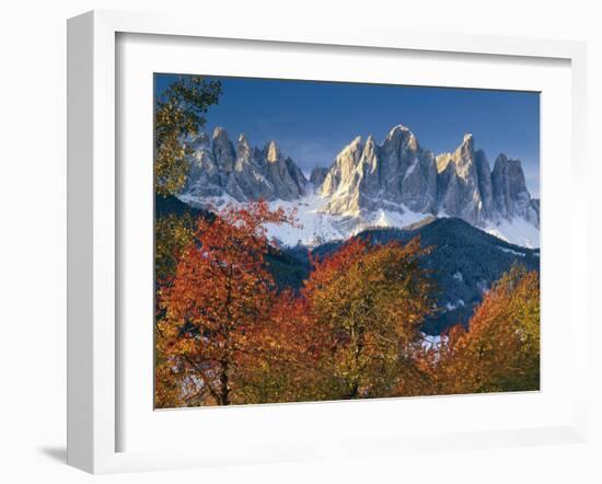 Italy, South Tirol, Villnš§tal, the Dolomites, Geislerspitzen, Trees, Autumn-Thonig-Framed Photographic Print