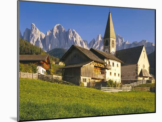 Italy, South Tyrol, Villn?Tal, St. Magdalena, Church, Mountains, 'Geislerspitzen'-Thonig-Mounted Photographic Print