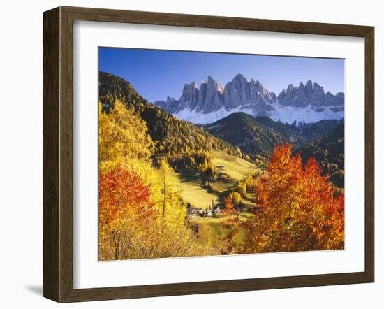 Italy, South Tyrol, Villn?Tal, St. Magdalena, Mountains, 'Geislerspitzen', Autumn-Thonig-Framed Photographic Print