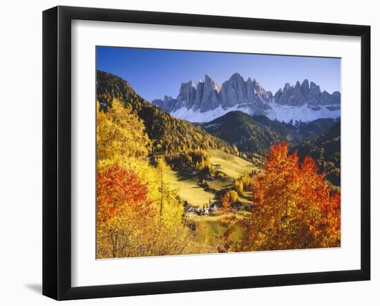 Italy, South Tyrol, Villn?Tal, St. Magdalena, Mountains, 'Geislerspitzen', Autumn-Thonig-Framed Photographic Print