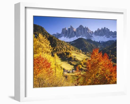 Italy, South Tyrol, Villn?Tal, St. Magdalena, Mountains, 'Geislerspitzen', Autumn-Thonig-Framed Photographic Print