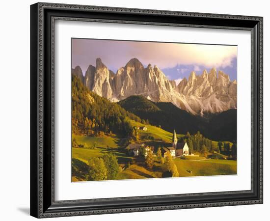 Italy, South Tyrol, Villn?Tal, St. Magdalena, Mountains, 'Geislerspitzen', Autumn-Thonig-Framed Photographic Print