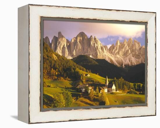 Italy, South Tyrol, Villn?Tal, St. Magdalena, Mountains, 'Geislerspitzen', Autumn-Thonig-Framed Premier Image Canvas