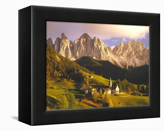 Italy, South Tyrol, Villn?Tal, St. Magdalena, Mountains, 'Geislerspitzen', Autumn-Thonig-Framed Premier Image Canvas