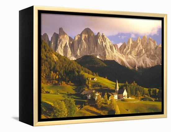 Italy, South Tyrol, Villn?Tal, St. Magdalena, Mountains, 'Geislerspitzen', Autumn-Thonig-Framed Premier Image Canvas