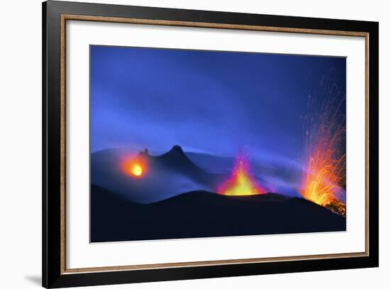 Italy, Stromboli. Long Exposure Image of Three Eruptions at Night-David Slater-Framed Photographic Print