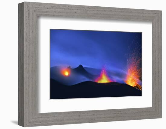 Italy, Stromboli. Long Exposure Image of Three Eruptions at Night-David Slater-Framed Photographic Print