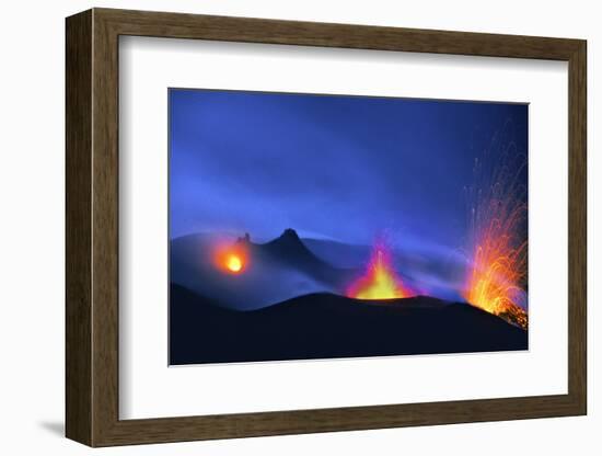 Italy, Stromboli. Long Exposure Image of Three Eruptions at Night-David Slater-Framed Photographic Print