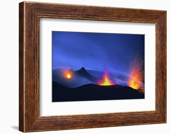 Italy, Stromboli. Long Exposure Image of Three Eruptions at Night-David Slater-Framed Photographic Print