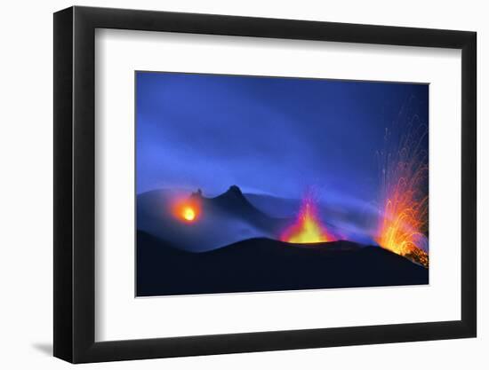 Italy, Stromboli. Long Exposure Image of Three Eruptions at Night-David Slater-Framed Photographic Print