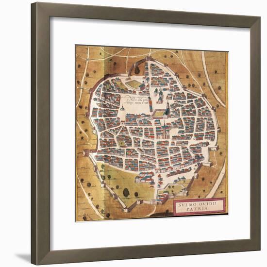 Italy, Sulmona, the City of Sulmona from Civitates Orbis Terrarum-null-Framed Giclee Print