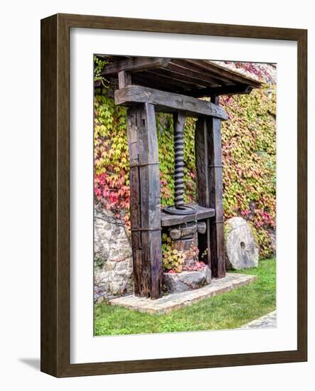 Italy, Tuscany. an Olive Oil Press on Display at a Winery in Tuscany-Julie Eggers-Framed Photographic Print