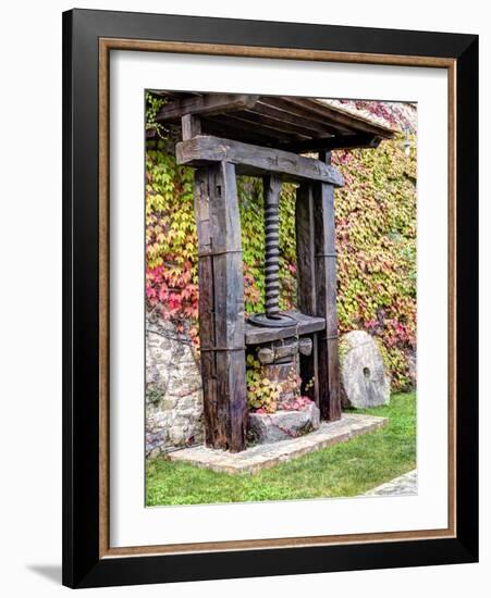 Italy, Tuscany. an Olive Oil Press on Display at a Winery in Tuscany-Julie Eggers-Framed Photographic Print