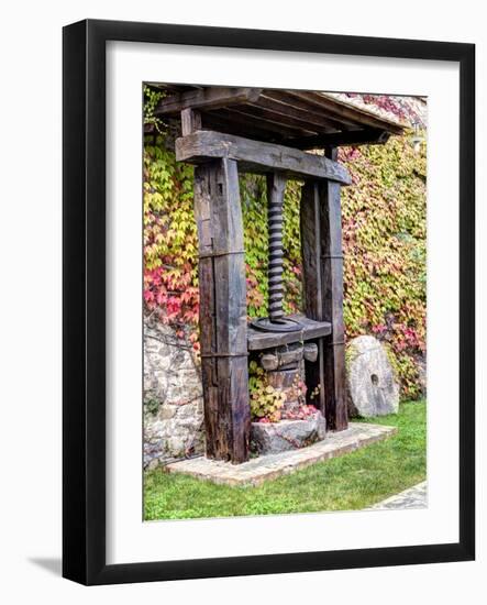 Italy, Tuscany. an Olive Oil Press on Display at a Winery in Tuscany-Julie Eggers-Framed Photographic Print