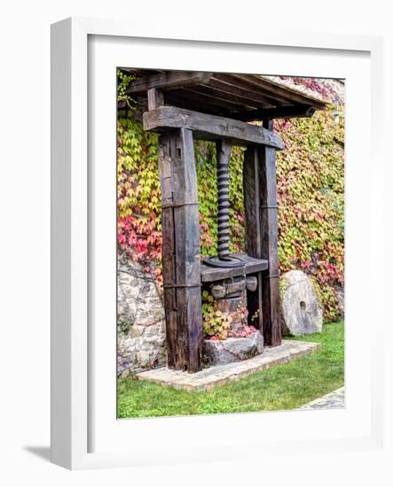 Italy, Tuscany. an Olive Oil Press on Display at a Winery in Tuscany-Julie Eggers-Framed Photographic Print