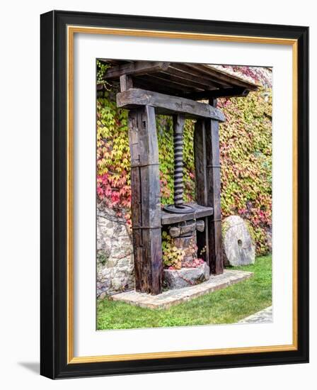 Italy, Tuscany. an Olive Oil Press on Display at a Winery in Tuscany-Julie Eggers-Framed Photographic Print