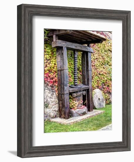 Italy, Tuscany. an Olive Oil Press on Display at a Winery in Tuscany-Julie Eggers-Framed Photographic Print