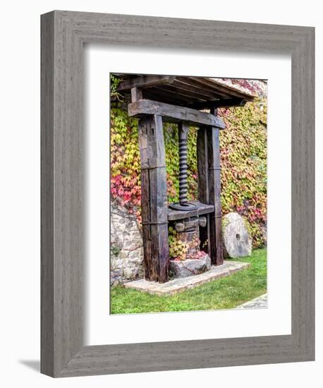 Italy, Tuscany. an Olive Oil Press on Display at a Winery in Tuscany-Julie Eggers-Framed Photographic Print