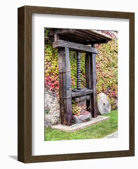 Italy, Tuscany. an Olive Oil Press on Display at a Winery in Tuscany-Julie Eggers-Framed Photographic Print