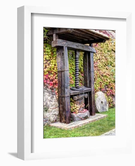 Italy, Tuscany. an Olive Oil Press on Display at a Winery in Tuscany-Julie Eggers-Framed Photographic Print