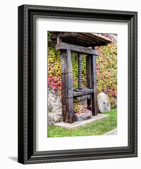 Italy, Tuscany. an Olive Oil Press on Display at a Winery in Tuscany-Julie Eggers-Framed Photographic Print