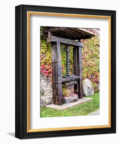 Italy, Tuscany. an Olive Oil Press on Display at a Winery in Tuscany-Julie Eggers-Framed Photographic Print