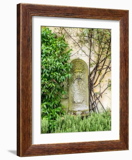 Italy, Tuscany. Carved stone with water spigot.-Julie Eggers-Framed Photographic Print