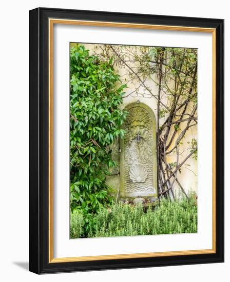 Italy, Tuscany. Carved stone with water spigot.-Julie Eggers-Framed Photographic Print