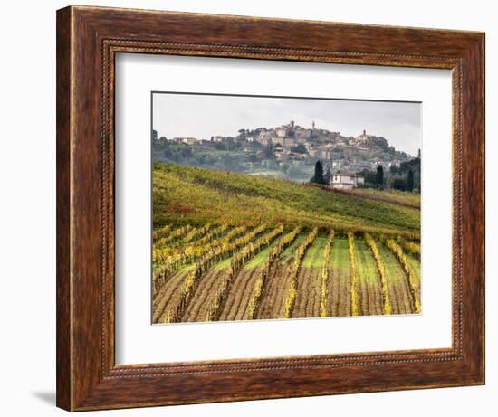 Italy, Tuscany. Colorful Vineyards in Fall in the Val Dorcia-Julie Eggers-Framed Photographic Print