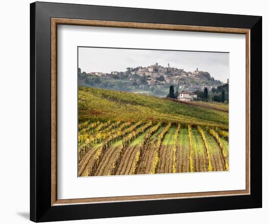 Italy, Tuscany. Colorful Vineyards in Fall in the Val Dorcia-Julie Eggers-Framed Photographic Print