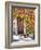 Italy, Tuscany, Contignano. a Wooden Door Surrounded by Fall and Cat-Julie Eggers-Framed Photographic Print