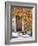 Italy, Tuscany, Contignano. a Wooden Door Surrounded by Fall and Cat-Julie Eggers-Framed Photographic Print