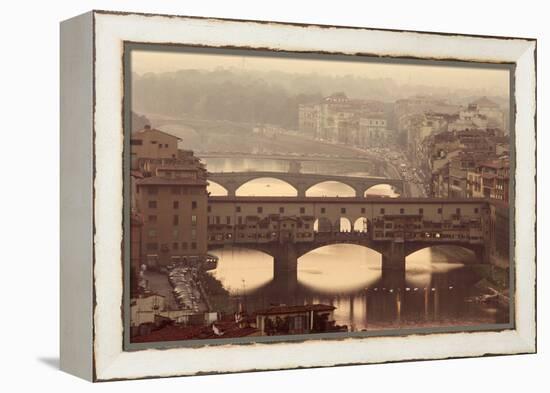 Italy, Tuscany, Florence, Ponte Vecchio and Arno River with Bridge-Jeff Spielman-Framed Premier Image Canvas