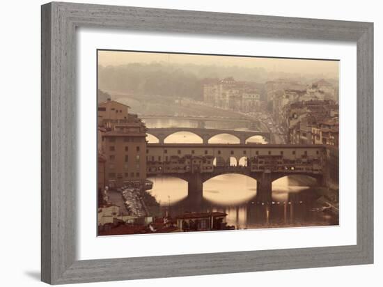 Italy, Tuscany, Florence, Ponte Vecchio and Arno River with Bridge-Jeff Spielman-Framed Photographic Print