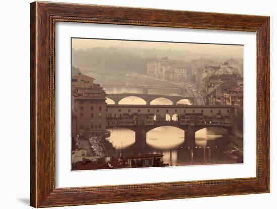 Italy, Tuscany, Florence, Ponte Vecchio and Arno River with Bridge-Jeff Spielman-Framed Photographic Print