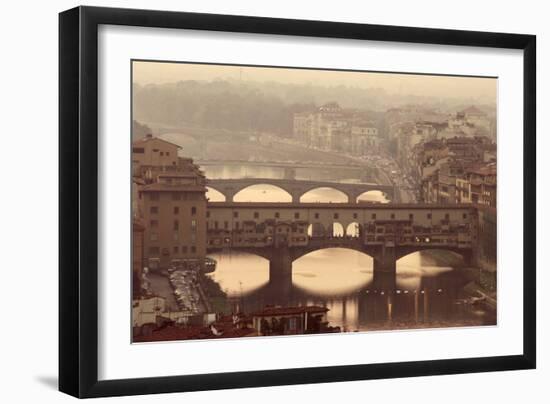 Italy, Tuscany, Florence, Ponte Vecchio and Arno River with Bridge-Jeff Spielman-Framed Photographic Print