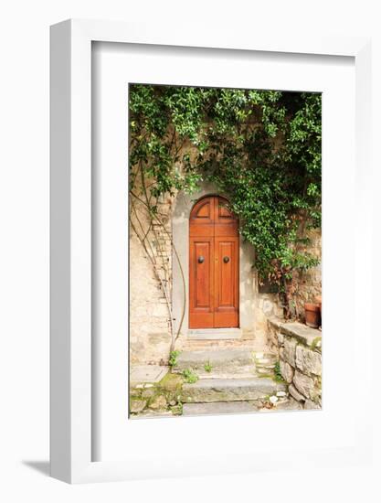 Italy, Tuscany, Greve in Chianti. Chianti vineyards. Stone farm house entrance door.-Emily Wilson-Framed Photographic Print