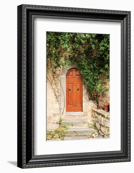 Italy, Tuscany, Greve in Chianti. Chianti vineyards. Stone farm house entrance door.-Emily Wilson-Framed Photographic Print