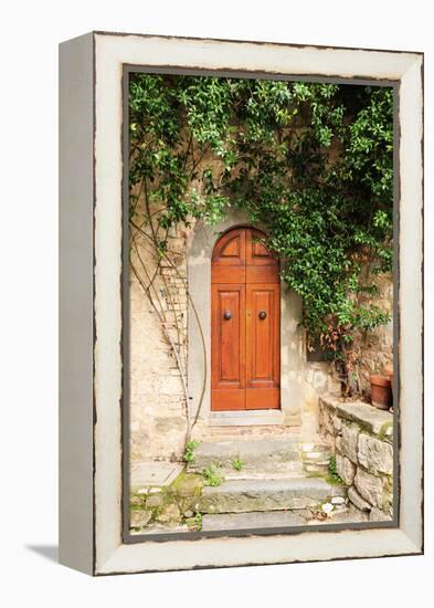 Italy, Tuscany, Greve in Chianti. Chianti vineyards. Stone farm house entrance door.-Emily Wilson-Framed Premier Image Canvas