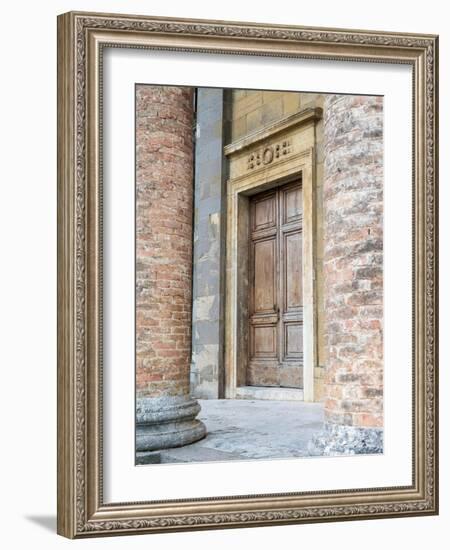 Italy, Tuscany, Montalcino. Doorway of the Cathedral of Santissimo Salvatore, the Duomo.-Julie Eggers-Framed Photographic Print