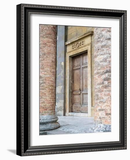 Italy, Tuscany, Montalcino. Doorway of the Cathedral of Santissimo Salvatore, the Duomo.-Julie Eggers-Framed Photographic Print