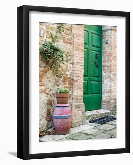 Italy, Tuscany, Monticchiello. Bright Green Door-Julie Eggers-Framed Photographic Print