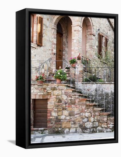 Italy, Tuscany, Monticchiello. House on a Lane in a Medieval Village-Julie Eggers-Framed Premier Image Canvas