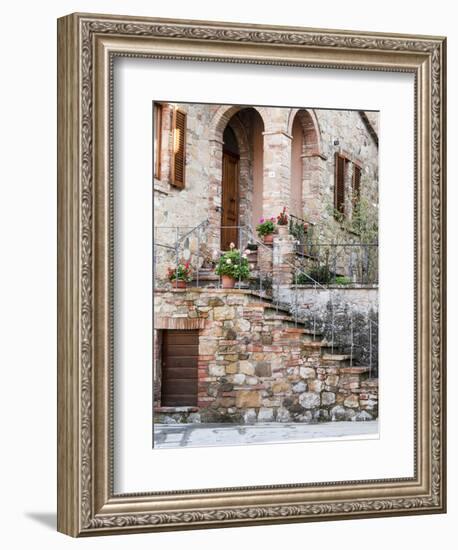 Italy, Tuscany, Monticchiello. House on a Lane in a Medieval Village-Julie Eggers-Framed Photographic Print