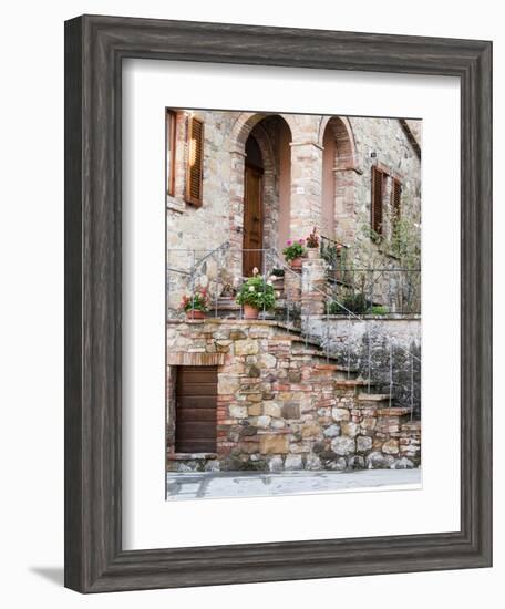 Italy, Tuscany, Monticchiello. House on a Lane in a Medieval Village-Julie Eggers-Framed Photographic Print