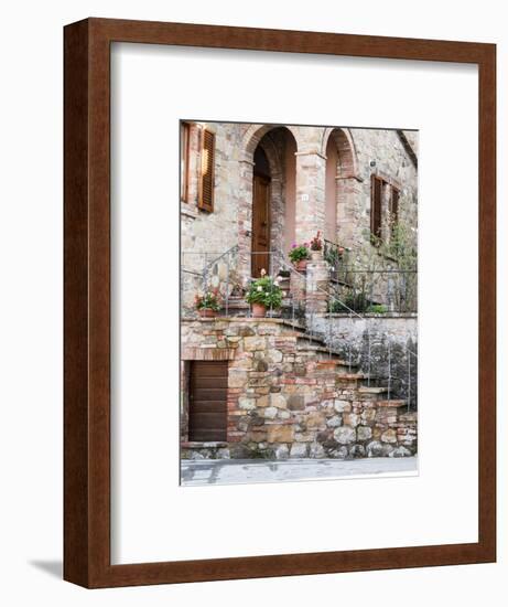 Italy, Tuscany, Monticchiello. House on a Lane in a Medieval Village-Julie Eggers-Framed Photographic Print