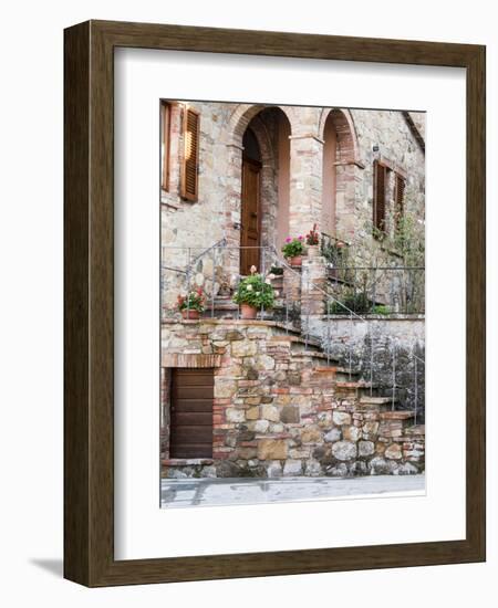 Italy, Tuscany, Monticchiello. House on a Lane in a Medieval Village-Julie Eggers-Framed Photographic Print