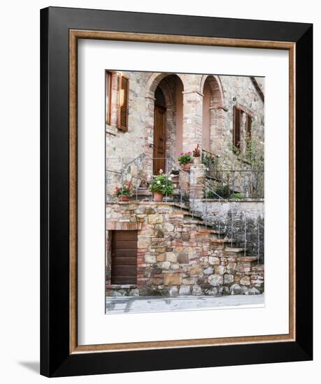 Italy, Tuscany, Monticchiello. House on a Lane in a Medieval Village-Julie Eggers-Framed Photographic Print