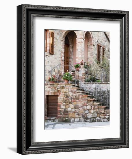 Italy, Tuscany, Monticchiello. House on a Lane in a Medieval Village-Julie Eggers-Framed Photographic Print