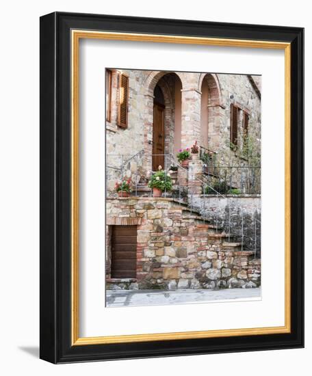 Italy, Tuscany, Monticchiello. House on a Lane in a Medieval Village-Julie Eggers-Framed Photographic Print